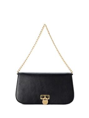 Lauren Ralph Lauren Leather Medium Tanner Shoulder Bag Black Chain-Handle